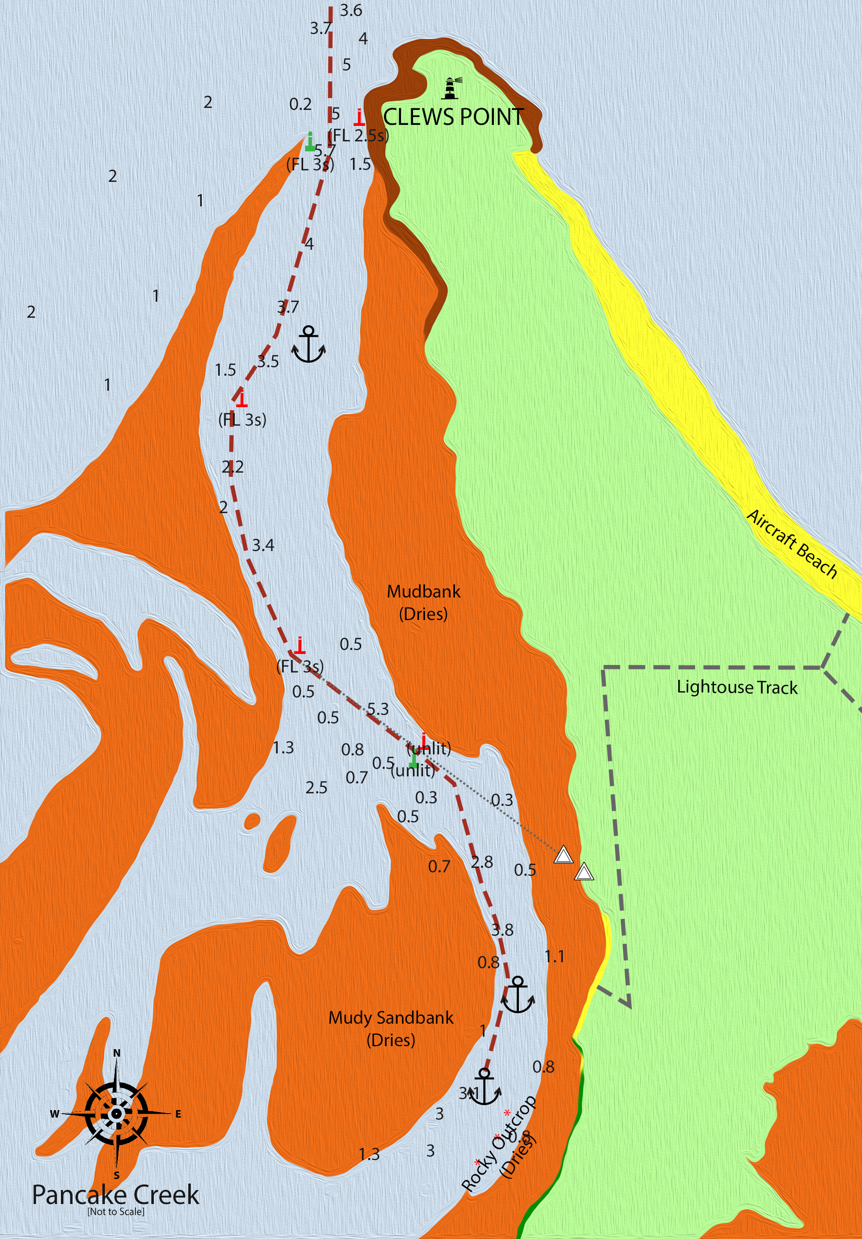Chart of Pancake Creek anchorage, Capricorn Coast