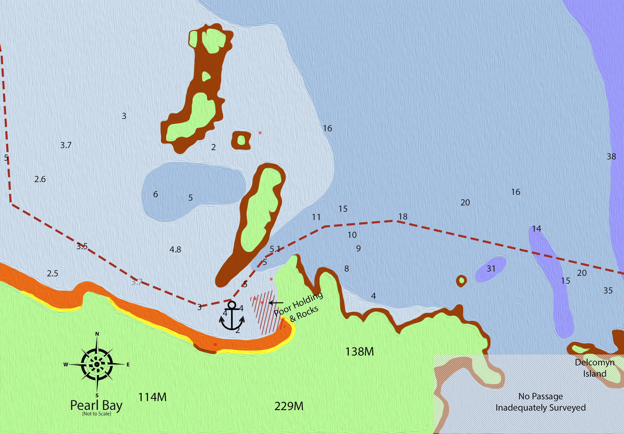 Chart of Pearl Bay anchorage, Capricorn Coast