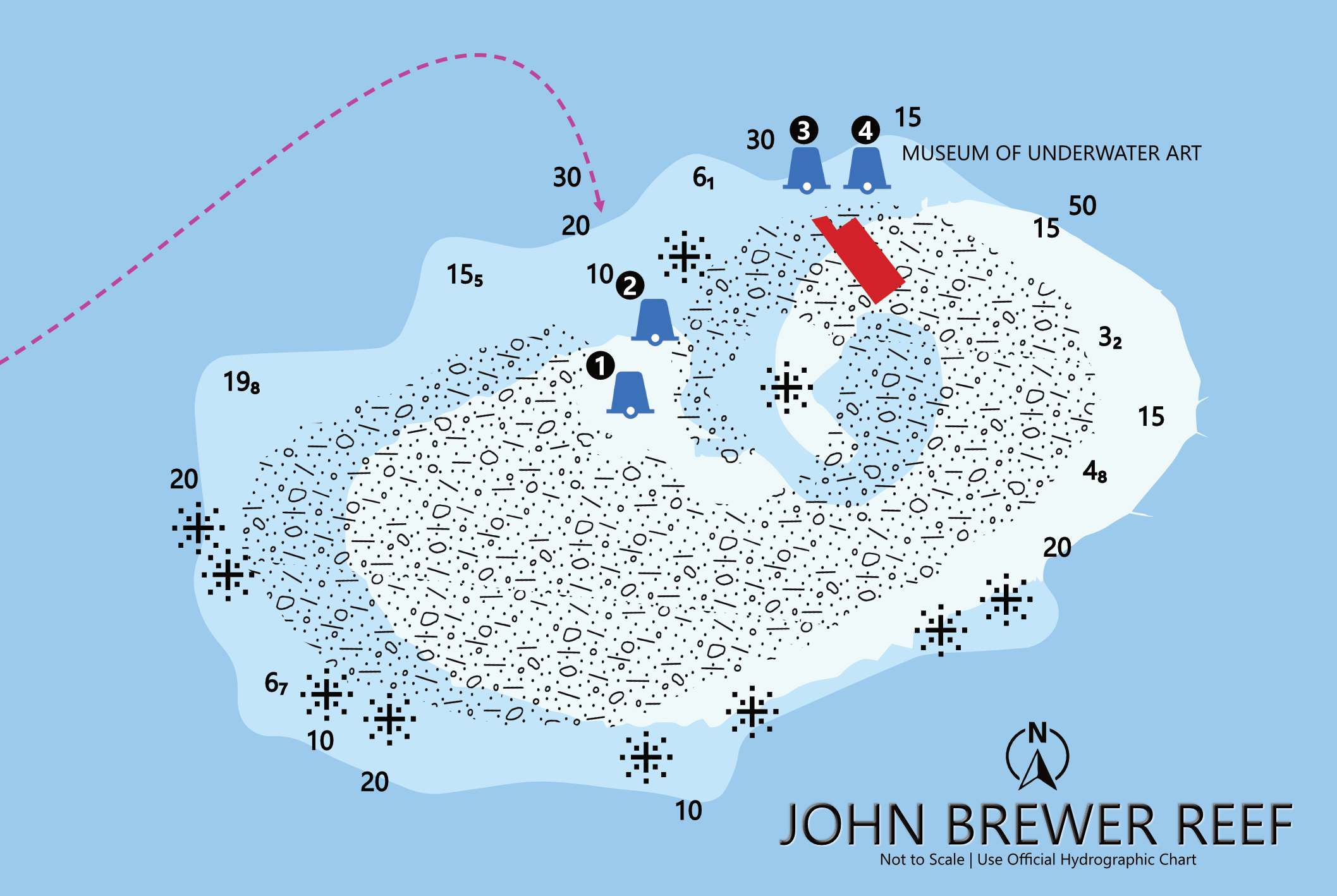 Chart of John Brewer Reef, Townsville Coast