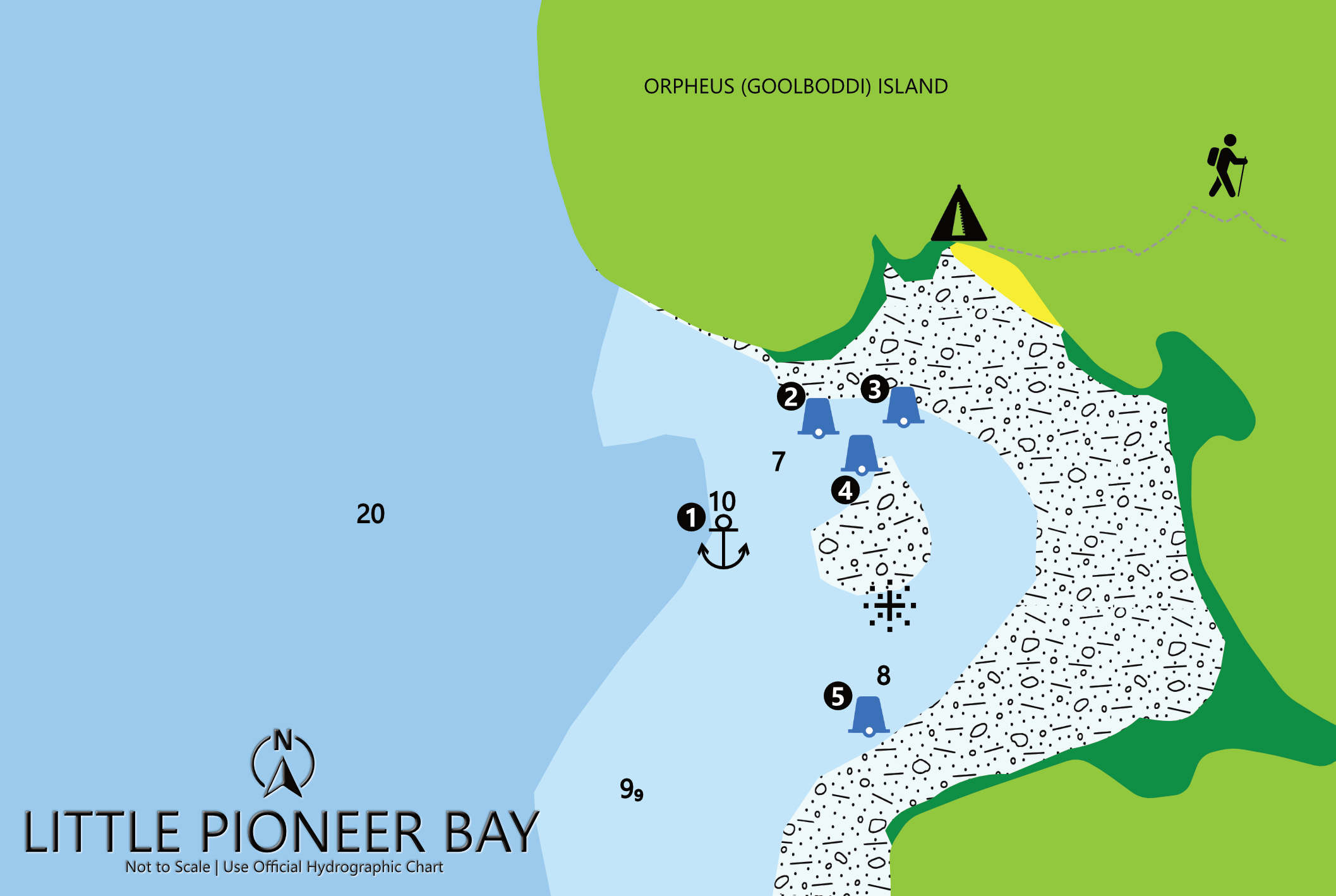 Chart of Little Pioneer Bay anchorage, Townsville Coast