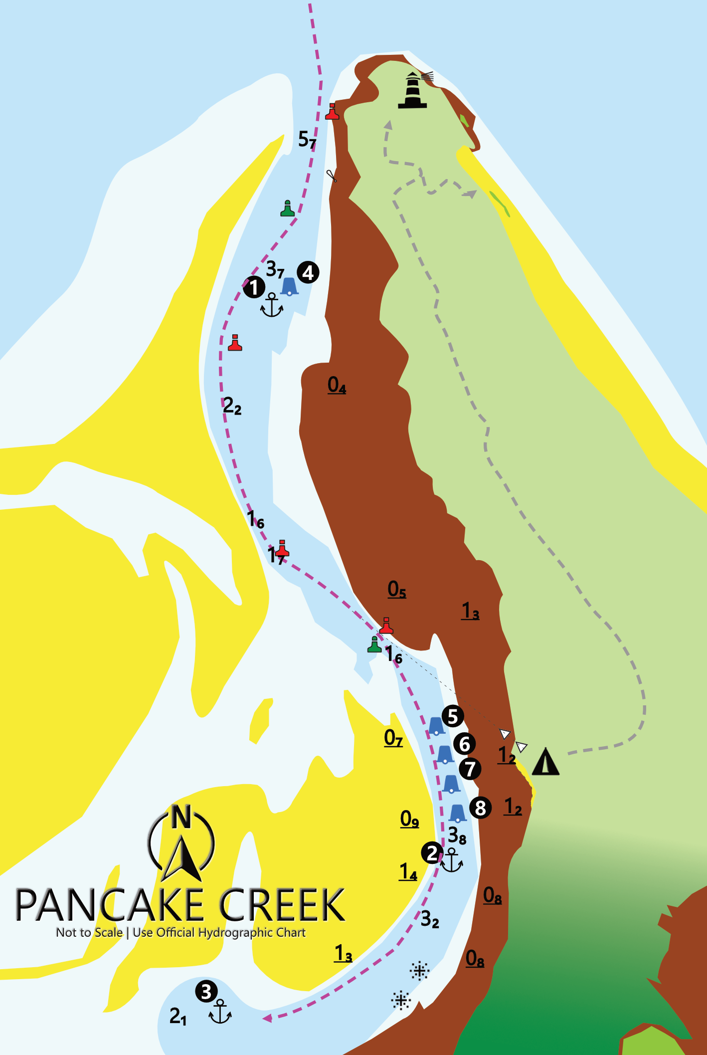 Chart of Pancake Creek anchorage, Capricorn Coast