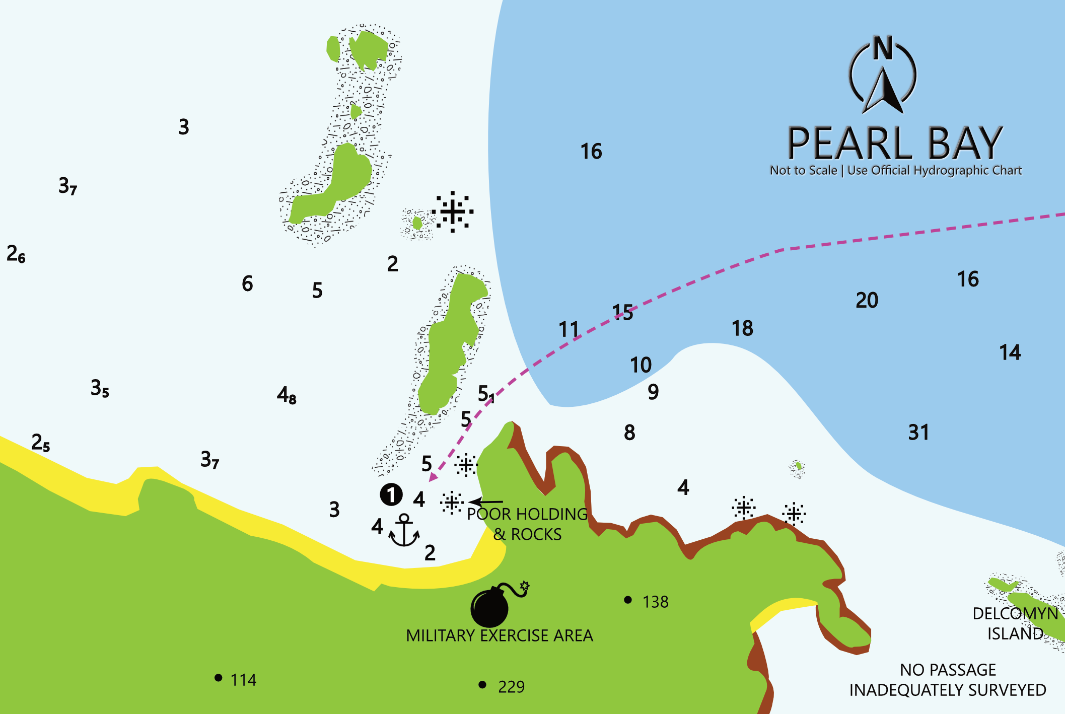 Chart of Pearl Bay anchorage, Capricorn Coast